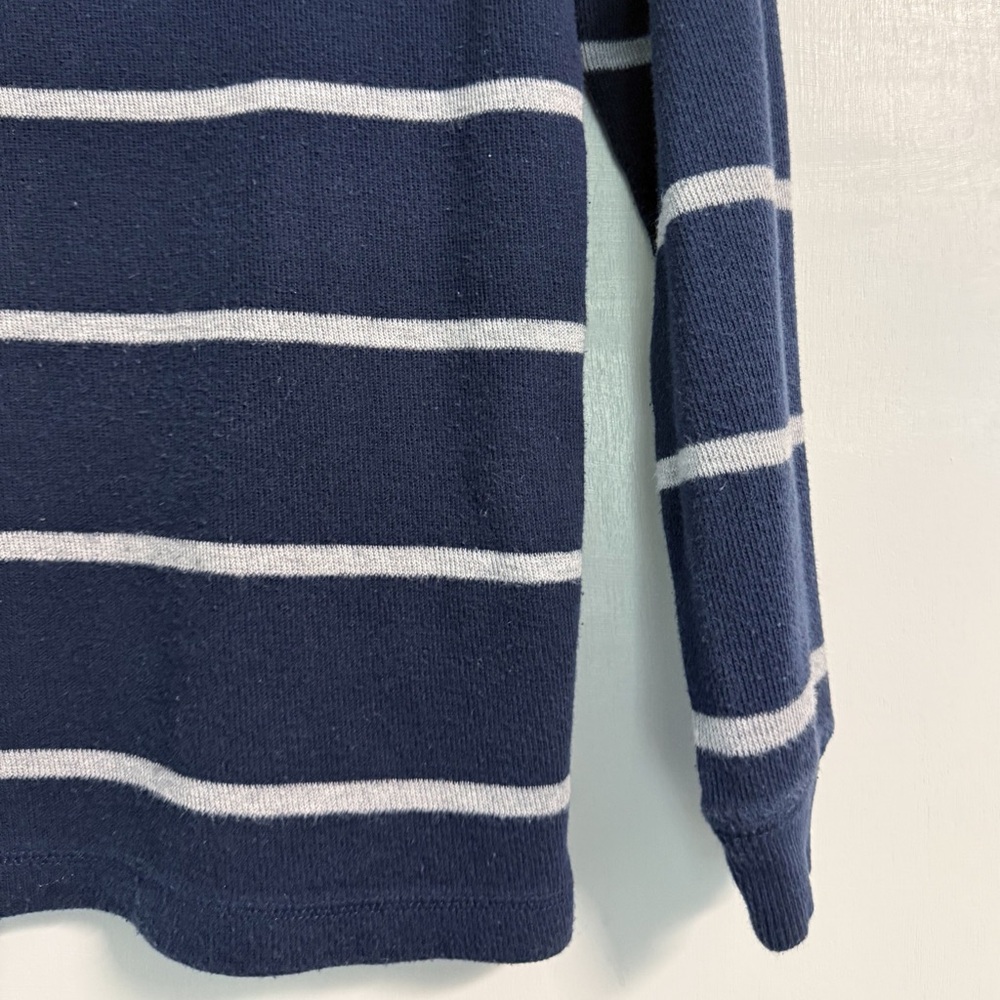 Old Navy Boys Striped Henley Shirt L 10-12 Navy Gray Cotton School Top - Picture 9 of 16